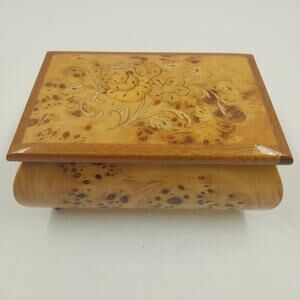 Reuge Inlaid Wood Footed Music Box Italy 4x5.5" Plays MEMORY Cats Tune 18 Note